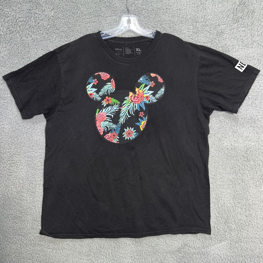 NEFF x Disney Mickey Mouse Ears T Shirt Men's XL Black‎ Tropical Floral Tee